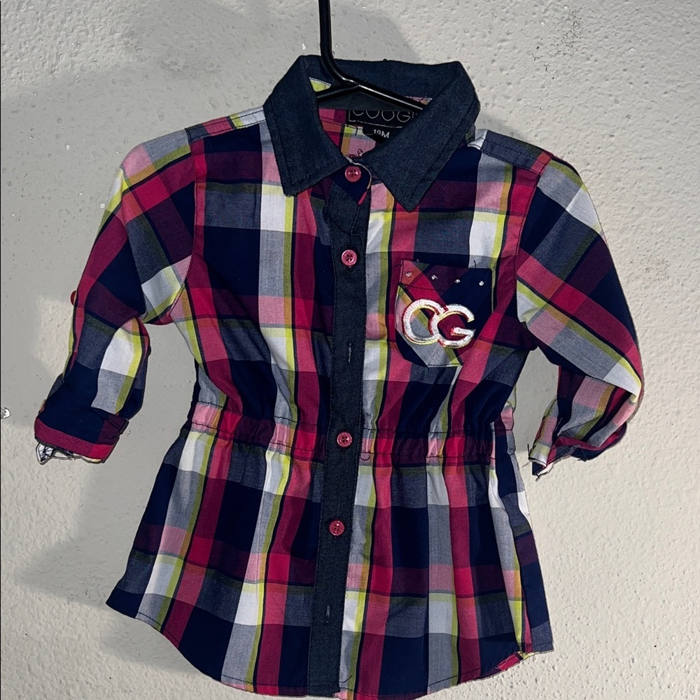 COOGI Multicolor Plaid Kids Button Down Shirt